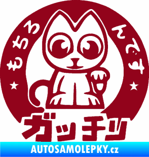 Samolepka Kočička lucky cat JDM 002  bordó vínová