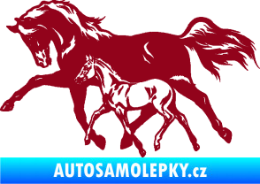Samolepka Koníci 003 levá kobylka s hříbětem bordó vínová