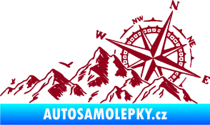 Samolepka Krajina hory 043 pravá s kompasem bordó vínová