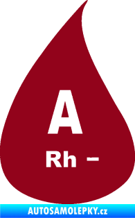 Samolepka Krevní skupina A Rh- kapka bordó vínová