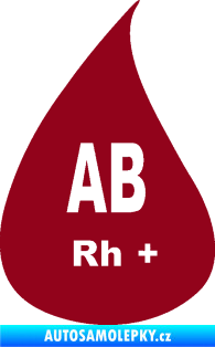 Samolepka Krevní skupina AB Rh+ kapka bordó vínová