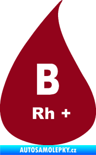 Samolepka Krevní skupina B Rh+ kapka bordó vínová