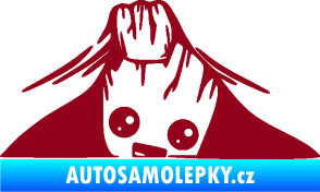Samolepka Kuk 007 pravá Groot vykukuje bordó vínová