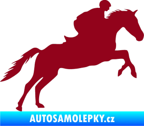 Samolepka Kůň 019 pravá jezdec v sedle bordó vínová