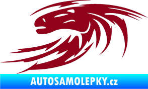 Samolepka Kůň 023 levá hlava s vlající hřívou bordó vínová