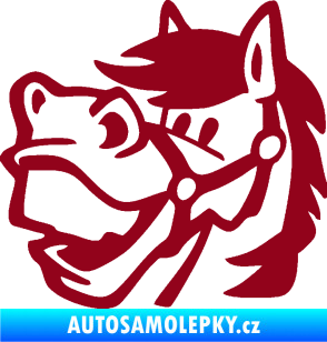 Samolepka Kůň 041 levá veselý bordó vínová