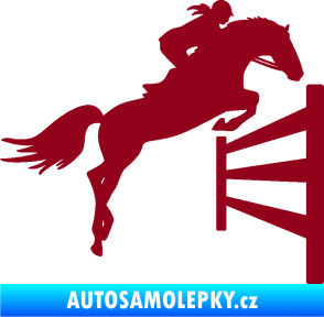 Samolepka Kůň 080 pravá skok přes překážku bordó vínová