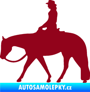 Samolepka Kůň 082 levá kovbojka na koni bordó vínová