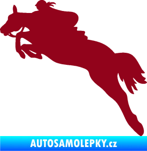 Samolepka Kůň 084 levá s jezdkyní bordó vínová