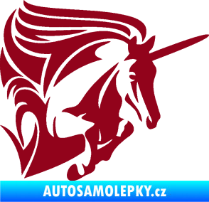 Samolepka Kůň jednorožec 001 pravá bordó vínová
