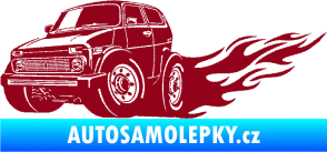 Samolepka Lada auto s plameny levá bordó vínová