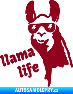 Samolepka Lama 004 llama life bordó vínová