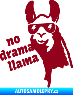 Samolepka Lama 005 no drama llama  bordó vínová