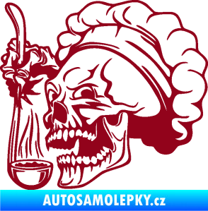 Samolepka Lebka 042 kuchař levá bordó vínová