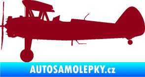 Samolepka Letadlo 020 levá Boeing Stearman model 75 biplane bordó vínová