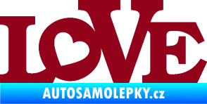 Samolepka Love 002 nápis se srdíčkem bordó vínová