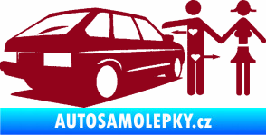 Samolepka Love car love girl levá bordó vínová