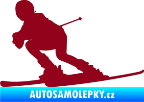Samolepka Lyžař 002 levá bordó vínová