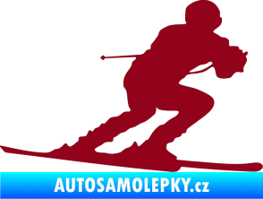 Samolepka Lyžař 017 pravá bordó vínová