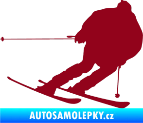 Samolepka Lyžař 019 pravá bordó vínová