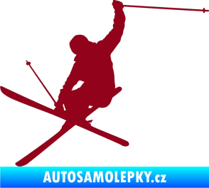 Samolepka Lyžař 024 levá bordó vínová