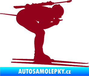 Samolepka Lyžař 028 pravá - biatlon bordó vínová