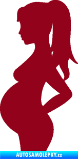 Samolepka Maminka v autě 002 levá silueta těhulka bordó vínová