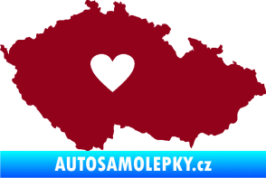 Samolepka Mapa České republiky 002 srdce bordó vínová