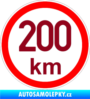 Samolepka Maximální rychlost 200km - nejvyšší konstrukční rychlost bordó vínová