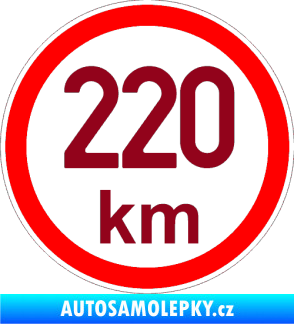 Samolepka Maximální rychlost 220km - nejvyšší konstrukční rychlost bordó vínová