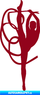 Samolepka Moderní gymnastika 002 levá gymnastka se stuhou bordó vínová