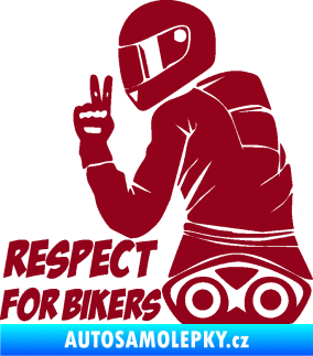 Samolepka Motorkář 003 levá respect for bikers nápis bordó vínová