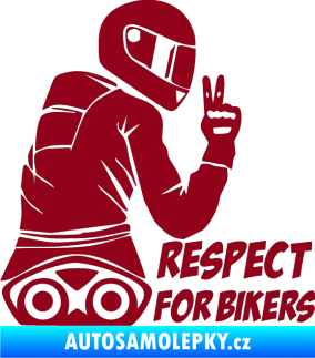 Samolepka Motorkář 003 pravá respect for bikers nápis bordó vínová