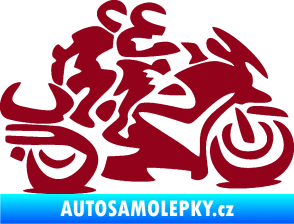 Samolepka Motorkář 009 pravá se spolujezdcem bordó vínová