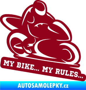 Samolepka Motorkář 012 pravá s textem bordó vínová