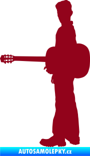 Samolepka Music 003 levá hráč na kytaru bordó vínová