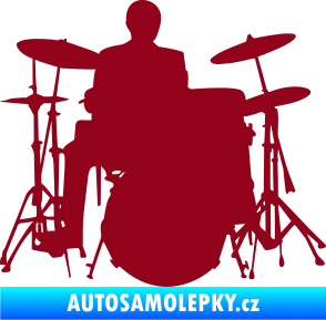 Samolepka Music 009 pravá hráč na bicí bordó vínová