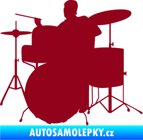 Samolepka Music 011 levá hráč na bicí bordó vínová