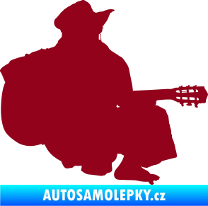 Samolepka Music 014 pravá hráč na kytaru bordó vínová