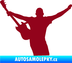 Samolepka Music 024 levá kytarista rocker bordó vínová