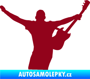 Samolepka Music 024 pravá kytarista rocker bordó vínová