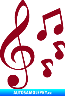 Samolepka Music noty a houslový klíč 002 bordó vínová