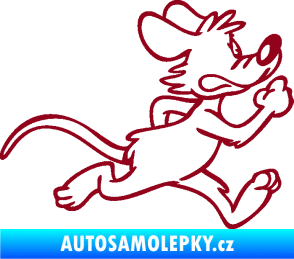 Samolepka Myš 001 pravá sprintuje bordó vínová