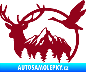 Samolepka Myslivost 002 levá lesní zvěř bordó vínová