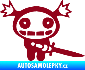 Samolepka Ninja zombie girl pravá bordó vínová