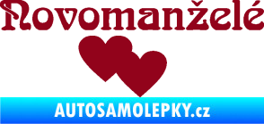 Samolepka Novomanželé 001 nápis se srdíčky bordó vínová