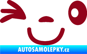 Samolepka Obličej 008 levá mrkající bordó vínová