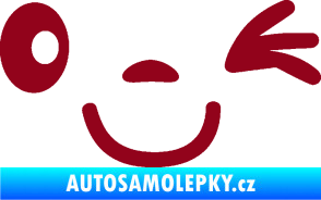 Samolepka Obličej 008 pravá mrkající bordó vínová