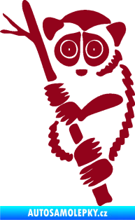 Samolepka Opice 004 levá lemur na stromě bordó vínová