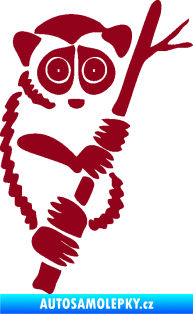 Samolepka Opice 004 pravá lemur na stromě bordó vínová